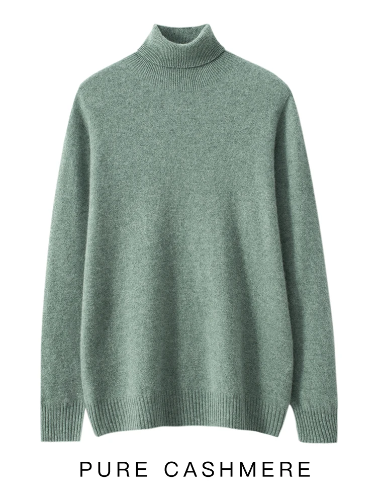 

New Men's 100% Cashmere Sweater Turtleneck Turn Down Collar Pullover Autumn Winter Cashmere Knitwear Smart Casual Soft Warm Tops