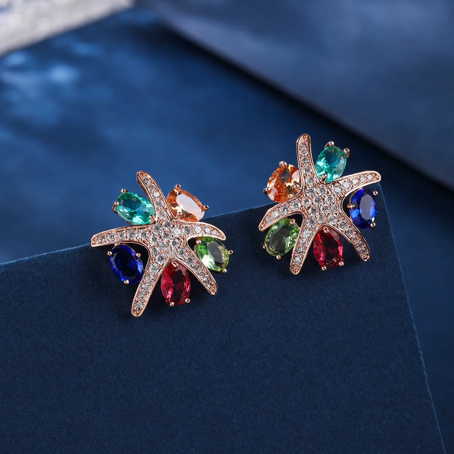 

Dazzling Full CZ Cubic Zirconia Sea Star Stud Earrings for Women Party Dress Fashion Jewelry CE12069