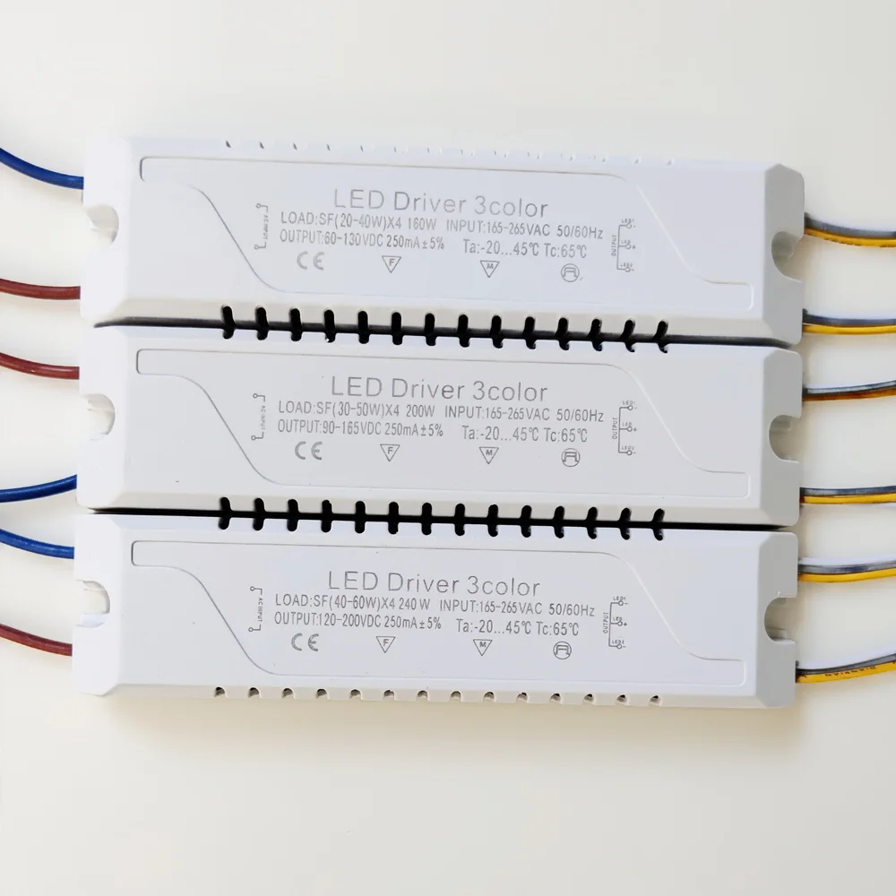 LED Driver 3 Color Adapter For LED Lighting Non-Isolating Transformer 20-40WX4 160W/200W/240W Driver Adapter Lighting AC220V