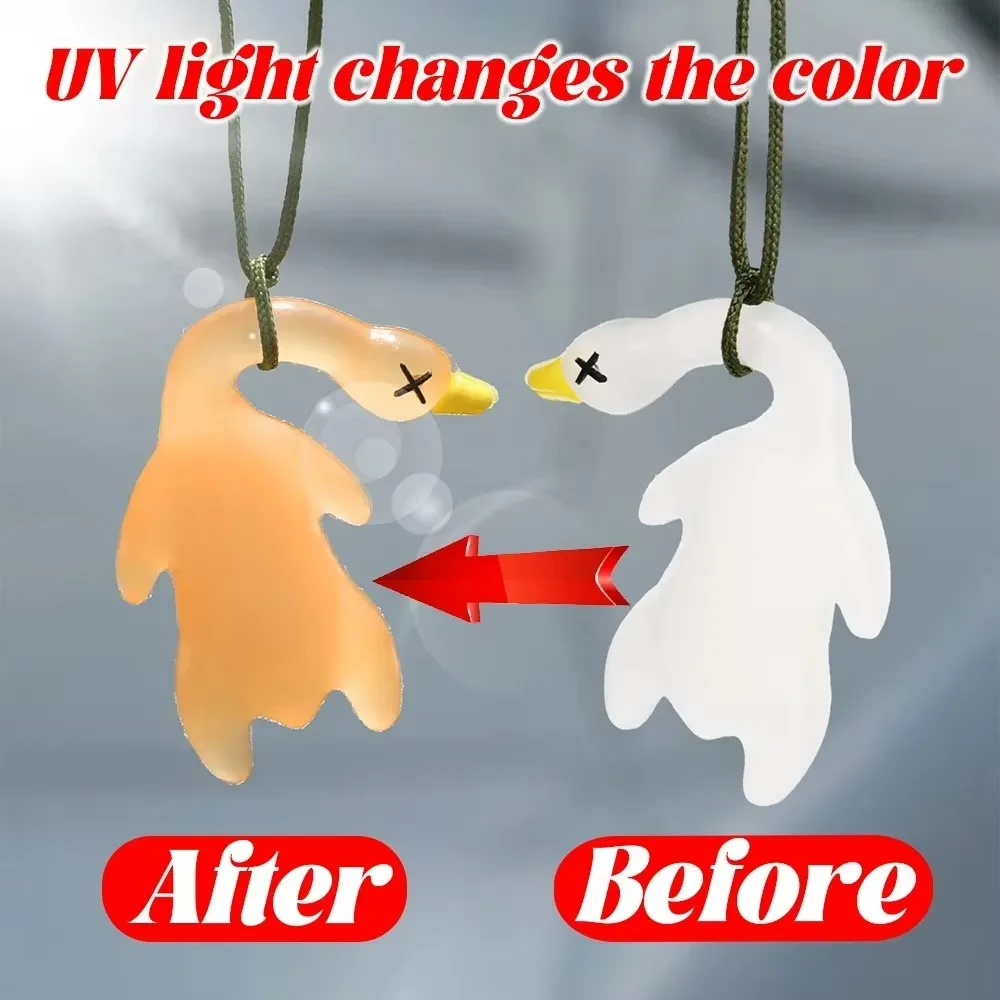 Color-Changing Roast Duck Car Pendant UV Light-Sensitive Fun Car Accessories Soft Glue Hanging Decor Auto Interior Decoration