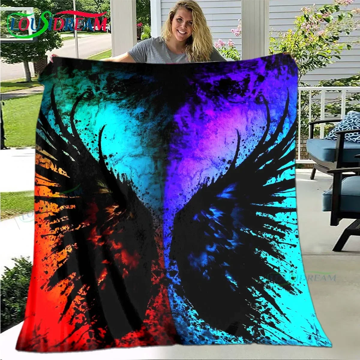 

Beautiful Angel Wings Pattern Blanket Flannel Thin Blanket Portable Home Travel Office Lunch Break Blanket Birthday Gift