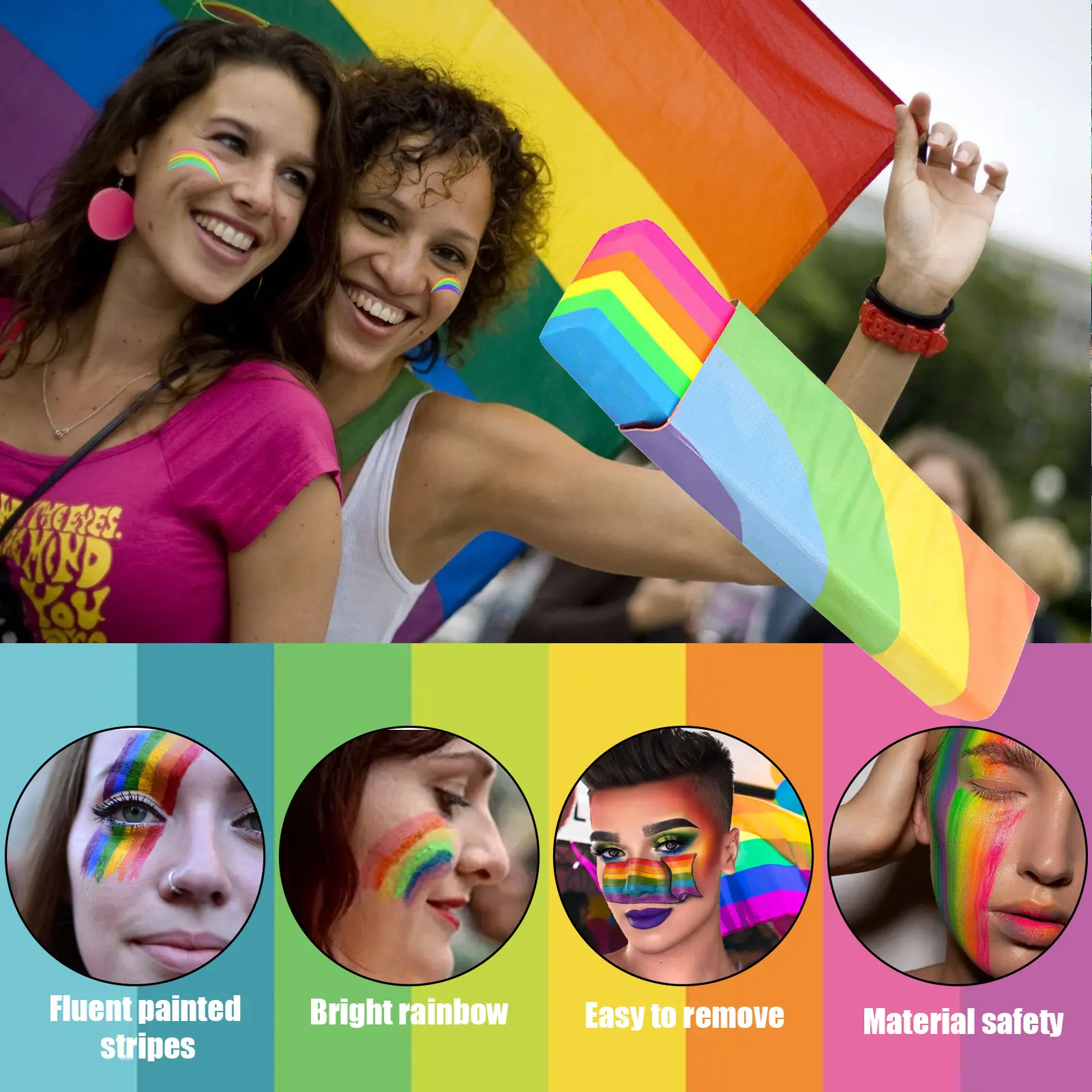 6 Colors In 1 Body Crayon Rainbow Colored Makeup Crayons Face Paint Accessories Gay Lesbian Pride Flag Makeup Pocket Size Face