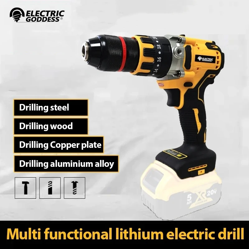 Electric Goddess 25+1 Torque Cordless Electric Drill Driver Brushless Compact Screwdriver Power Tool For Dewalt 20V Battery