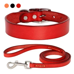 Echt Leer Huisdier Kraag Voor Kleine Medium Grote Honden Kat Verstelbare Duurzaam Leer Hond Puppy Ketting Halsbanden Leash Set XS-XL