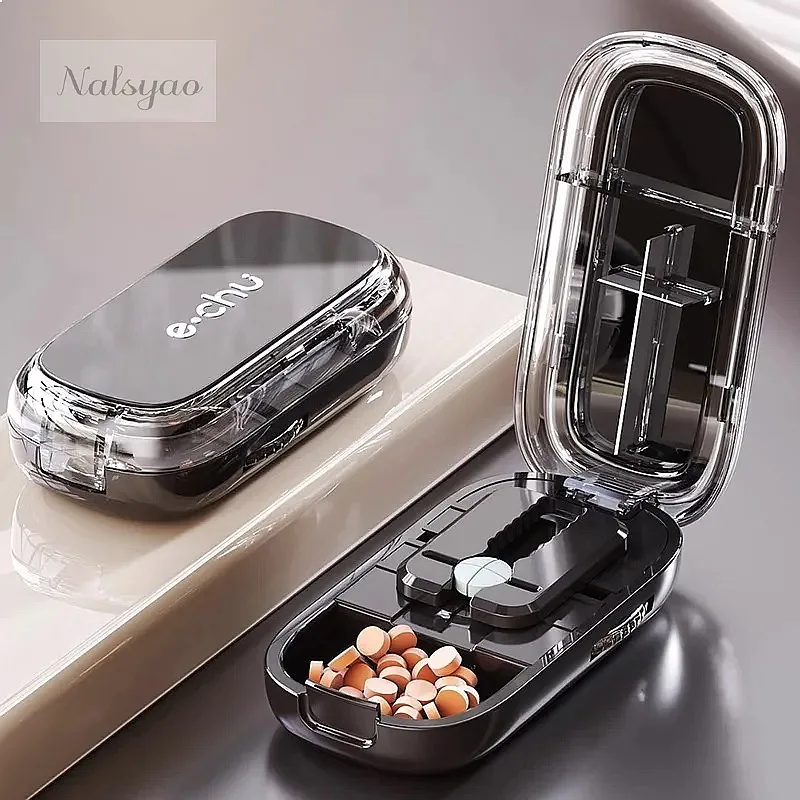 New Quartering Pill Cutter Storage Box Portable Drug Tablet Medicine Dustproof Divider Organizer Crusher 1/2 1/4