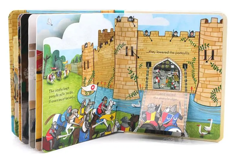 Usborne Peep Inside The Castle Montessori pädagogische englische Bücher für Kinder Baby 3D Flap Bedtime Reading Bilderbuch