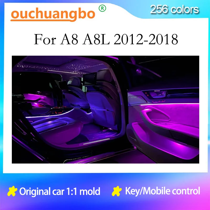 Ouchuangbo светодиодный окружающий свет для A8 A8L 2012-2018 LHD RHD атмосферная лампа комплект подсветки динамического волшебного окружающего освещения