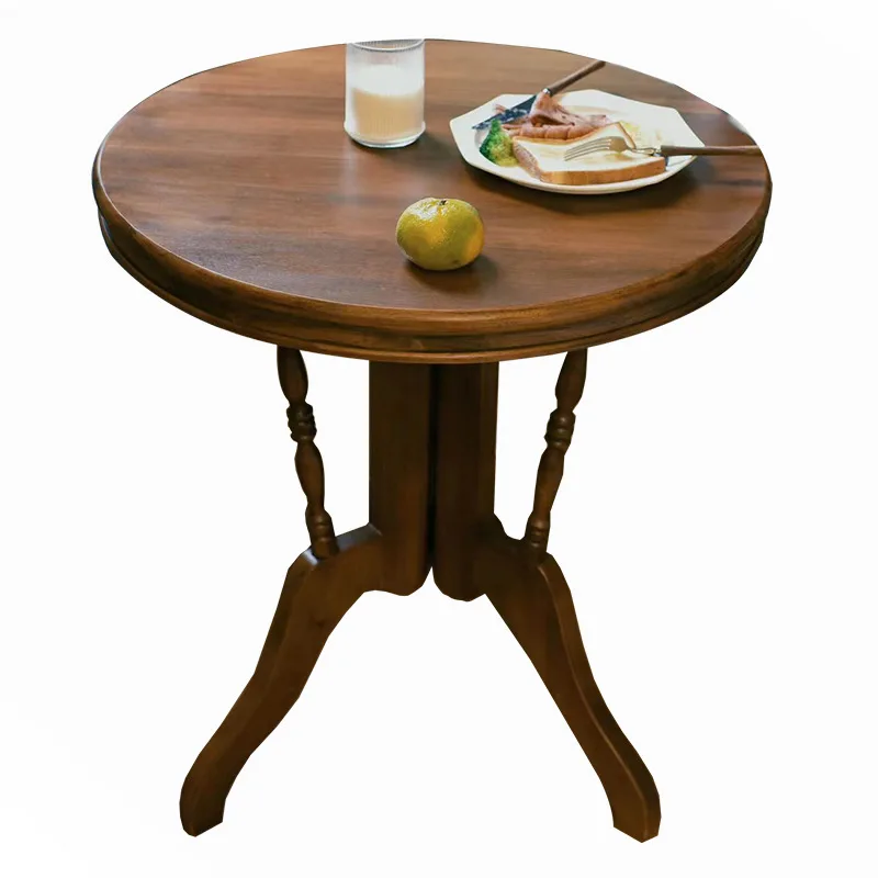 Retro old carved all solid wood dining table round medieval western restaurant Yangtian tableand chairs sid table coffeetable