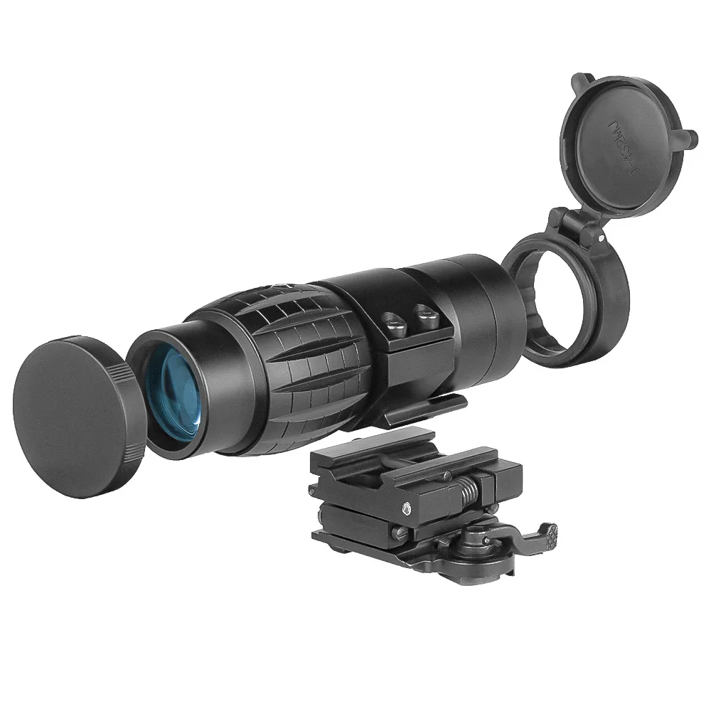 SPINA OPTICS المكبر التكتيكي 3X لنطاق بندقية الرؤية ذات النقطة الحمراء مع ملحقات الصيد القابلة للطي إلى الجانب