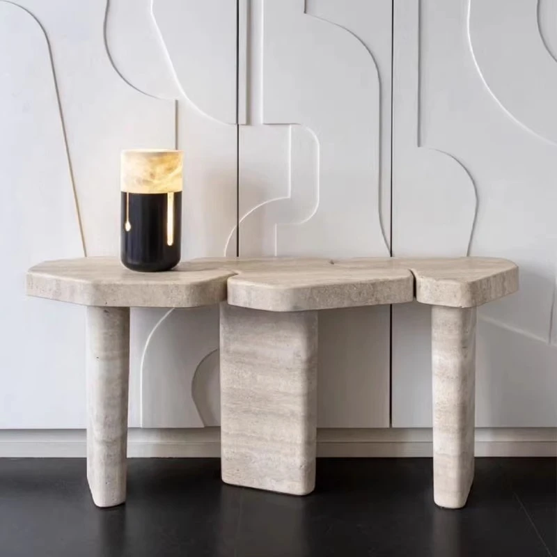 Ivory white travertine entrance platform aisle travertine entrance table