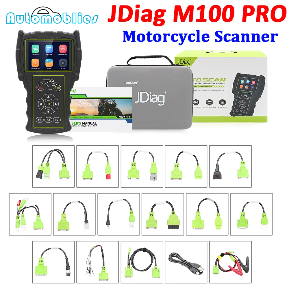 New JDiag M100 Pro Motorcycle Scanner for KTM Battery Tester OBD2 Diagnostic Moto Scan Tools for Suzuki/Honda/Piaggio/ Kawasaki