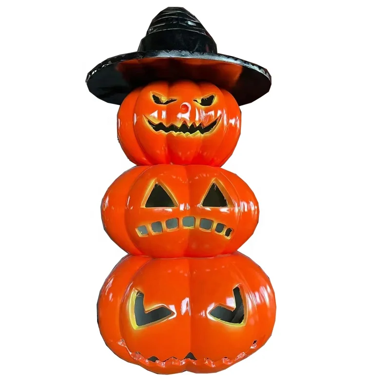 Fiberglass Painted Pumpkin Witch Set Decorative Supplies