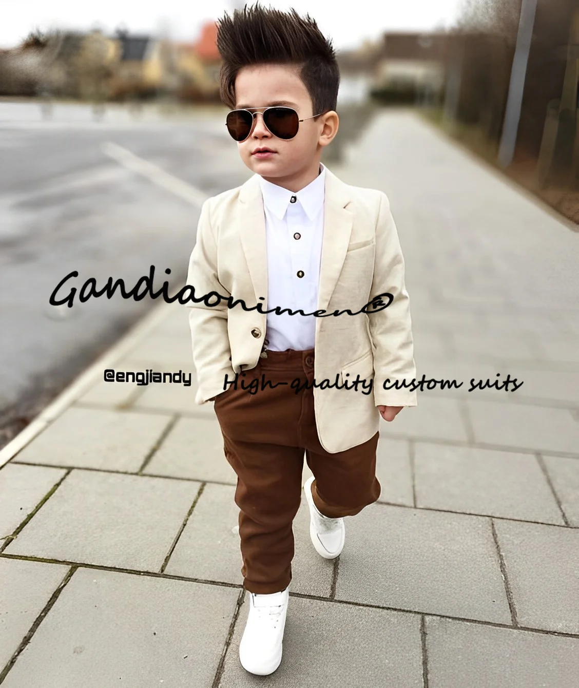 Summer Linen Suit For Boys Jacket Pants Set Of 2 Khaki Fashion Clothes Kids Wedding Blazer 2-16 Years