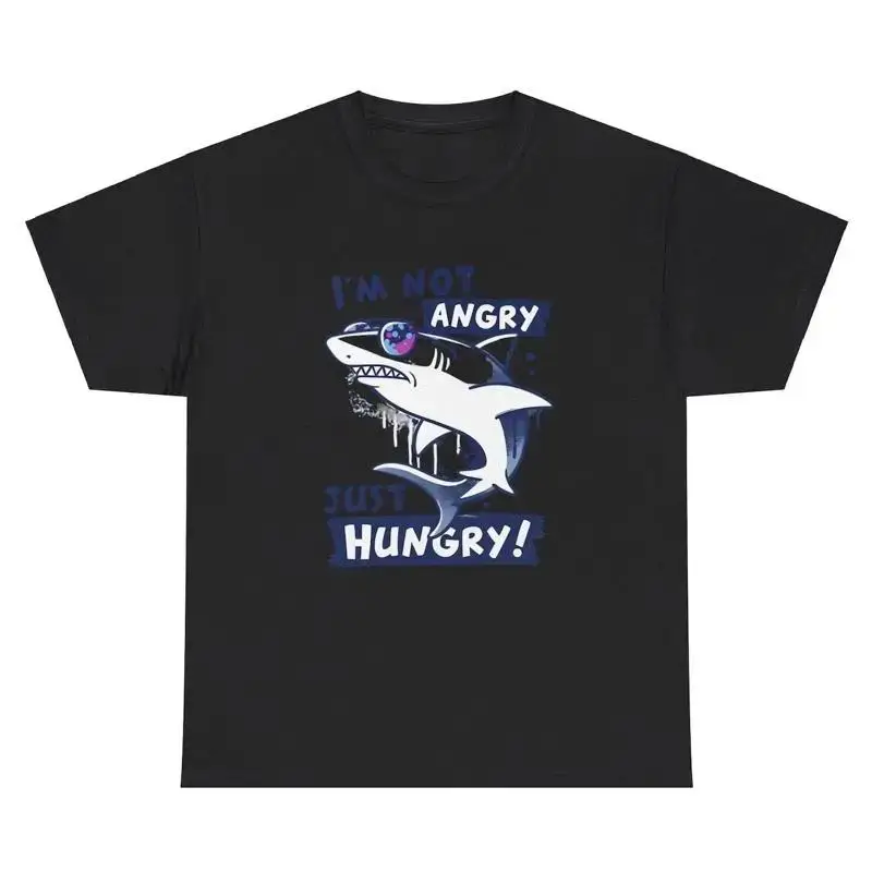 I m Not Angry Just Hungry T Shirt Funny Hangry Shark Girlfriend Wife Joke Tee