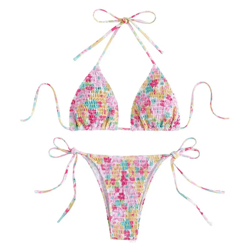 

Sexy Floral Print Halter Bikinis Sets Biquini High Waist Thong Swimsuit Swimwear Biquini Conjunto De Bikini Tankini Beachwear