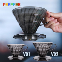 Coffee Filters 60 Plastic V Shape Pour Over Coffee Filter Cup Cone Shape Drip Coffee Funnel Dark Gray Spiral Ribs 01 02 Dripper