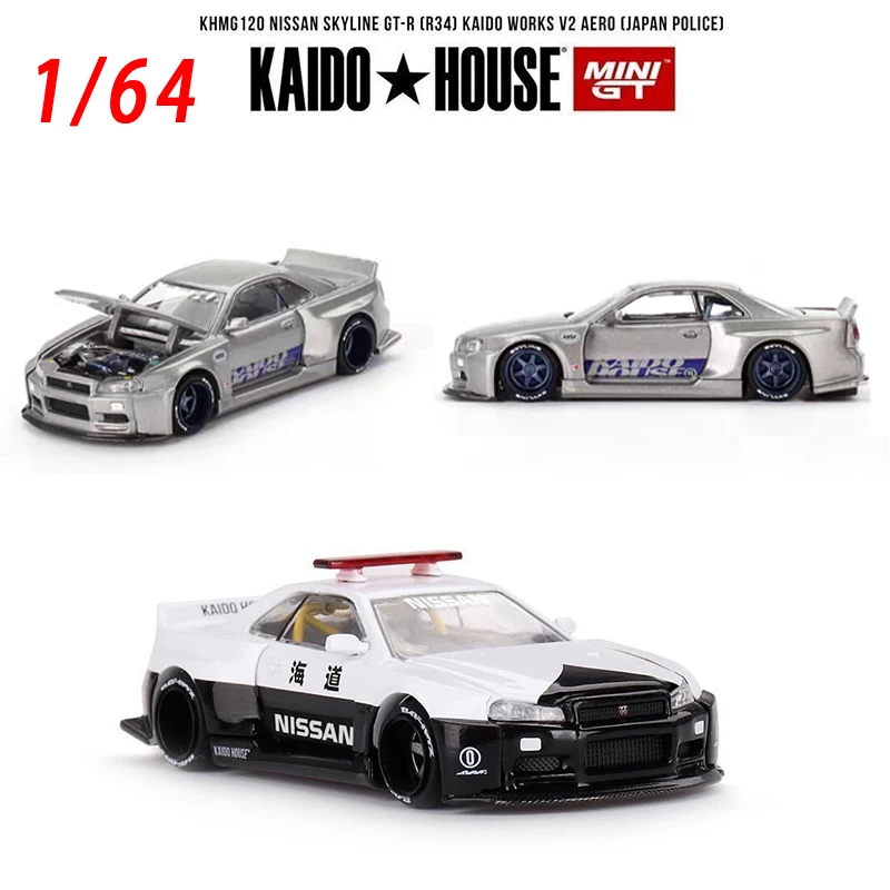 

Diecast 1/64 Scale #143 Nissan Skyline R34 Alloy Car Model Nissan Police Car Play Vehicles Toys for Boys Original Box