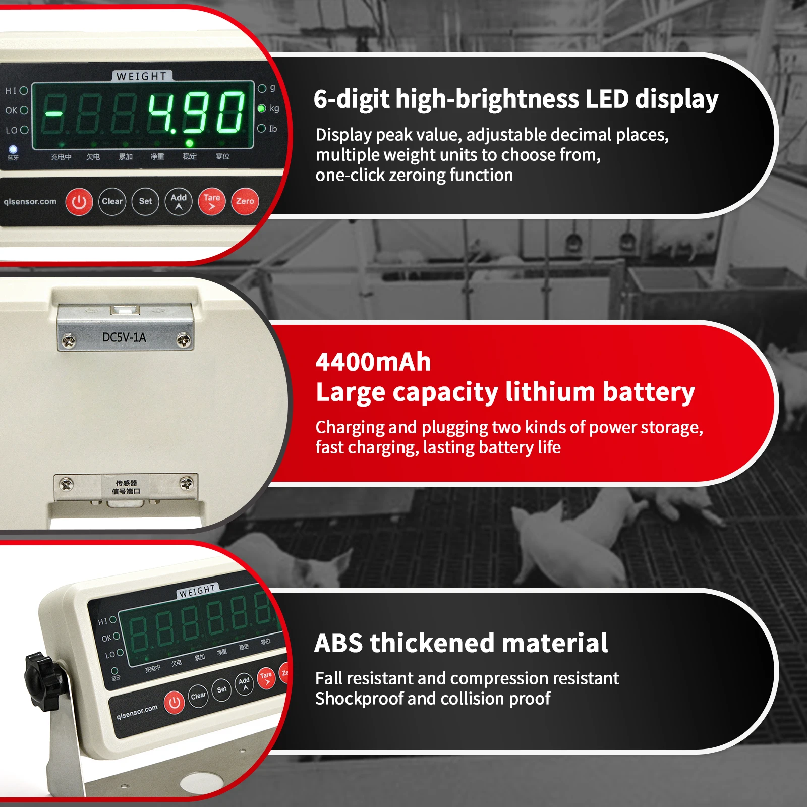 Bilancia elettronica a celle di carico ad alta precisione Bilancia da banco digitale industriale, funzione di conteggio di tara e pezzi, batteria ricaricabile