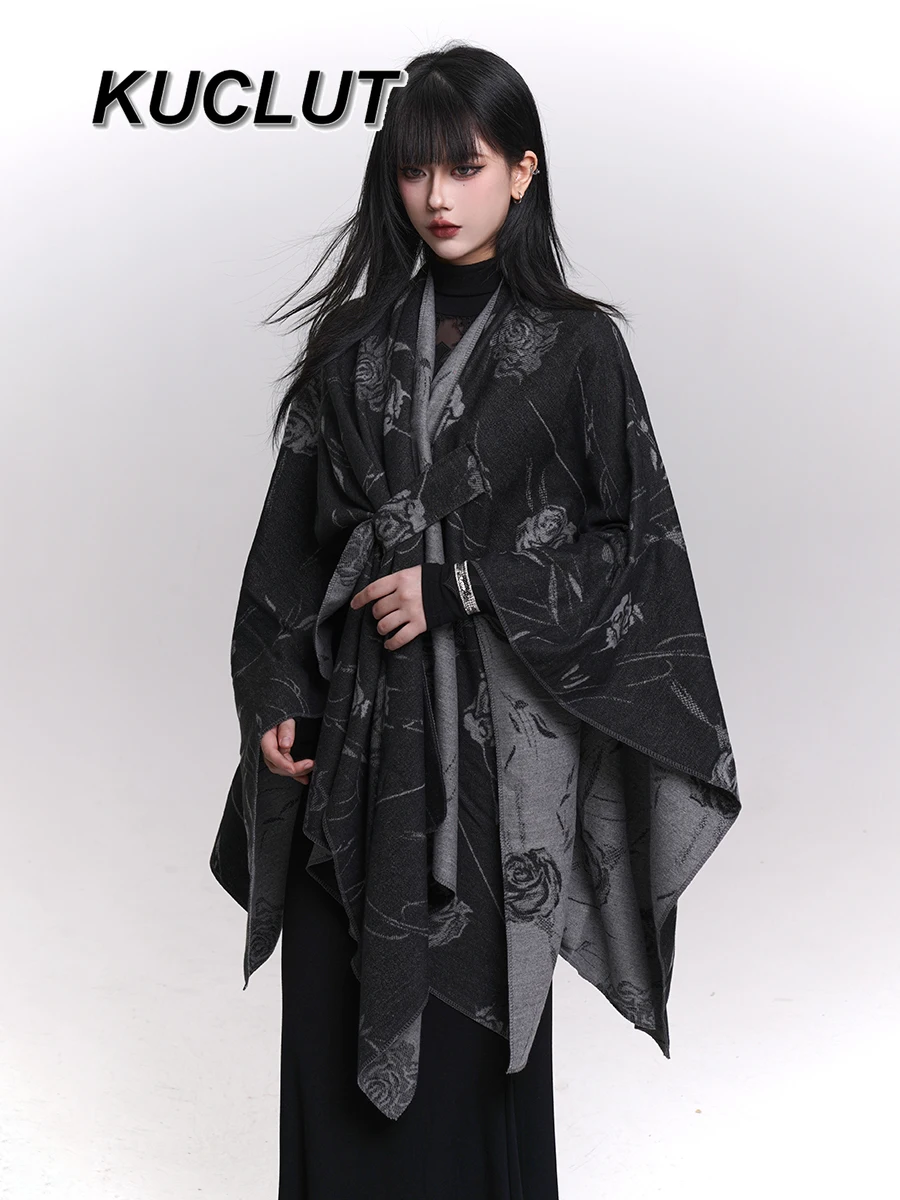 

Шарф для девочек Y2k, верхняя одежда в стиле панк, накидка для женщин, новые красивые осенне-зимние пончо, модная повседневная элегантная женская шаль