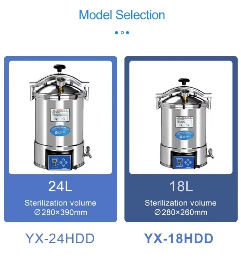 IKEME 18L/24L Laboratory High Temperature Steam Sterilizer Portable Autoclave Pressure Steam LED Display Automation