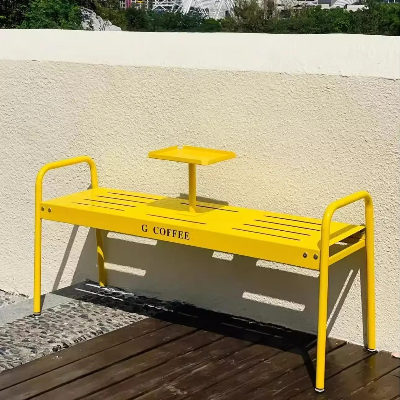 Outdoor leisure park coffee shop milk tea rest benchcoffee shop gym seat