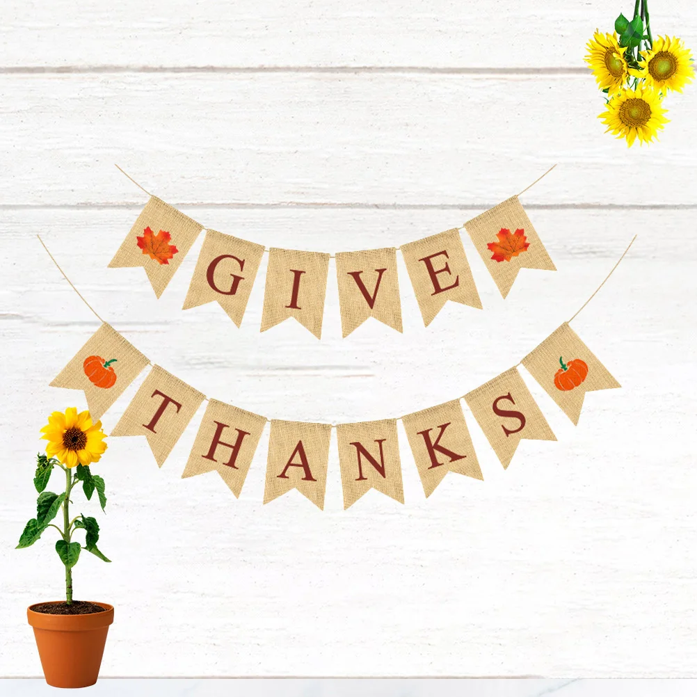 

Pumpkin Flag Wall Hanging Thanksgiving Banner Bunting Autumn for Party Decoration