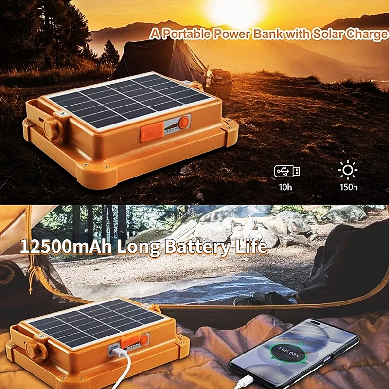 500W Solar Flood Light LED 4 Modes Solar Power Rechargeable Battery Outdoor Waterproof Reflector Spotlight Camping Work Lamp