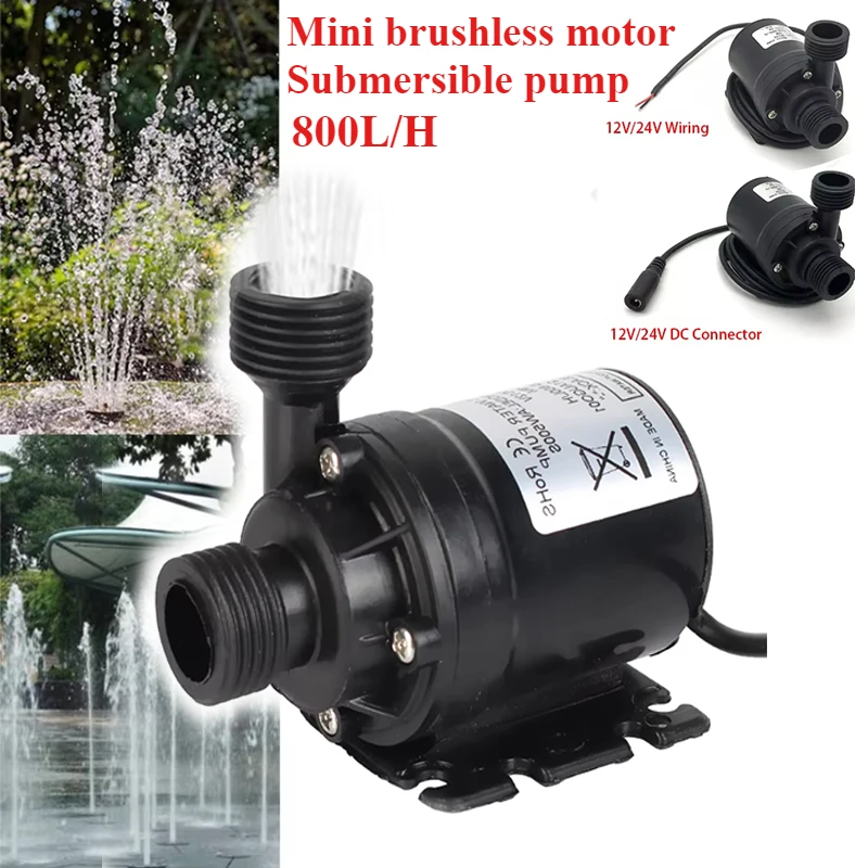 Submersible Pump Super Quiet Portable Brushless Motor , DC 12V, 24V Flow 800L/H,  Cooling System, Fountain Heat Pumps