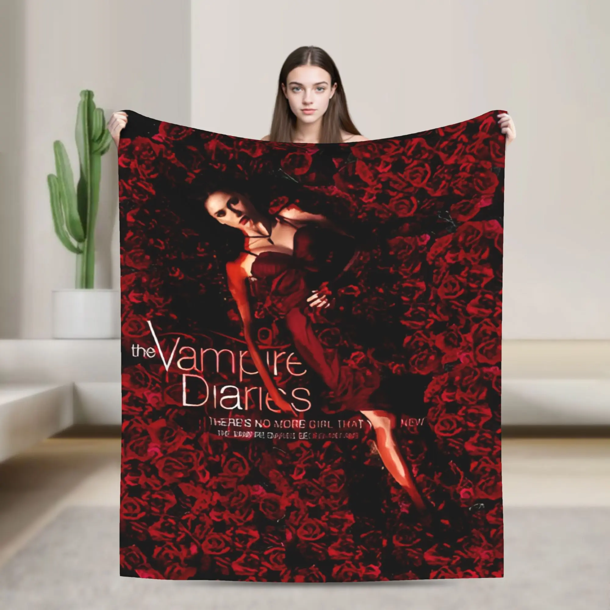 The Vampire Diaries Elena Flannel Blankets  Warm Soft Bedding Throws for Bedroom Picnic Street Trend Bedspread Sofa Bed Cover