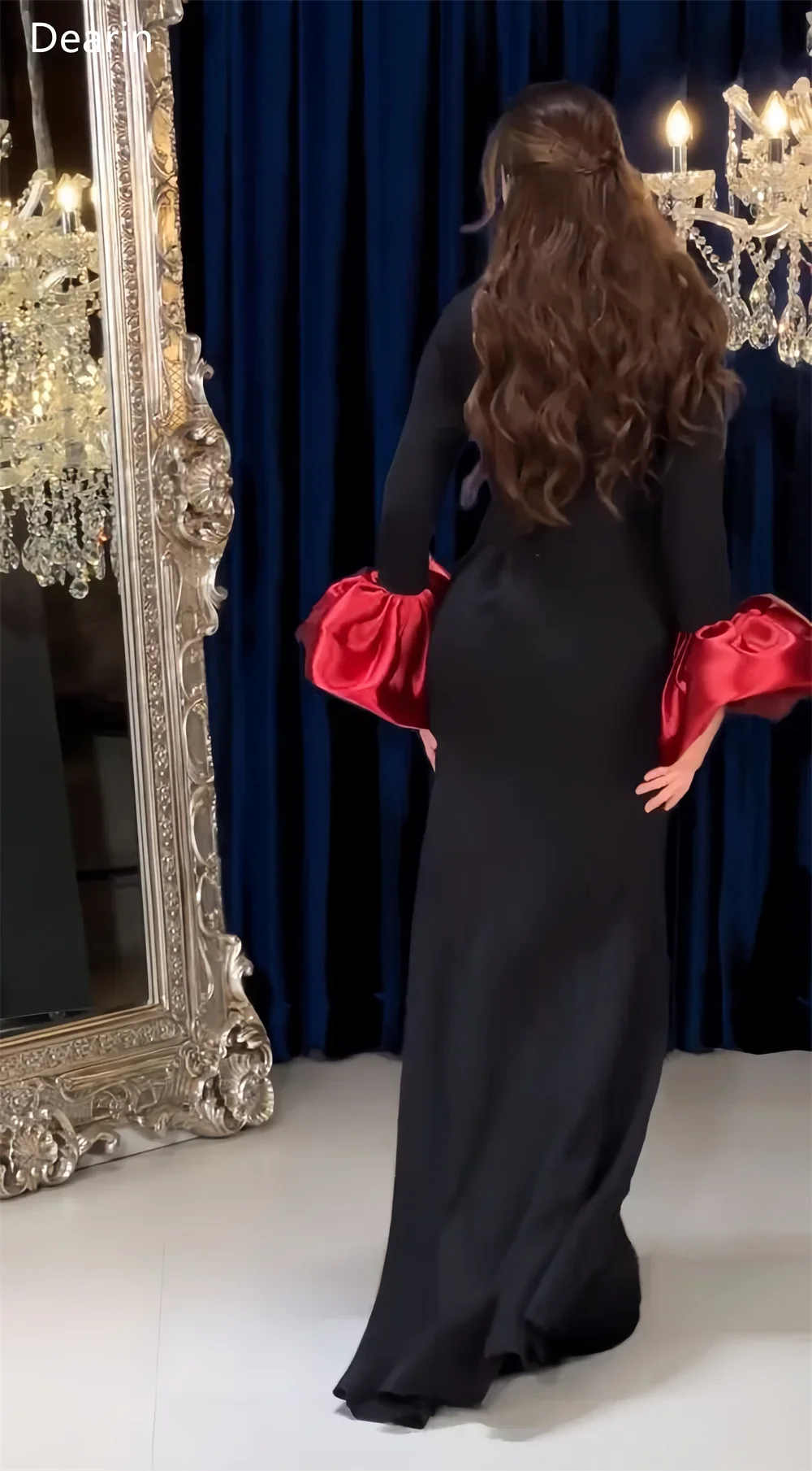 Customized Evening Gown Women Formal Dearin V-neck Mermaid Floor Length Tulle Skirts Draped Bespoke Occasion Dresses Prom Dress