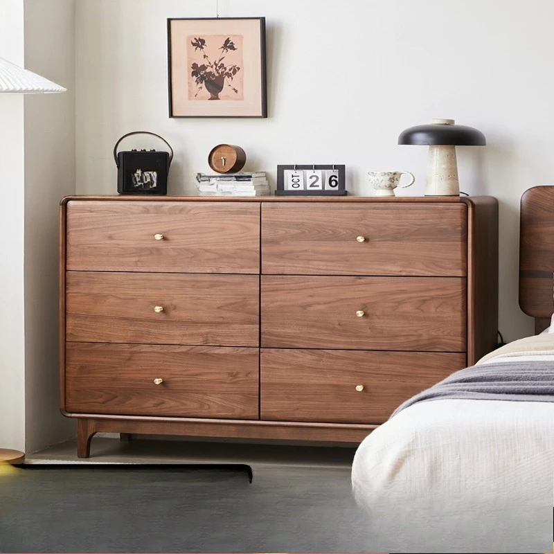 

Solid wood chest, black walnut locker, Nordic six chest, Japanese storage cabinet, bedroom furniture
