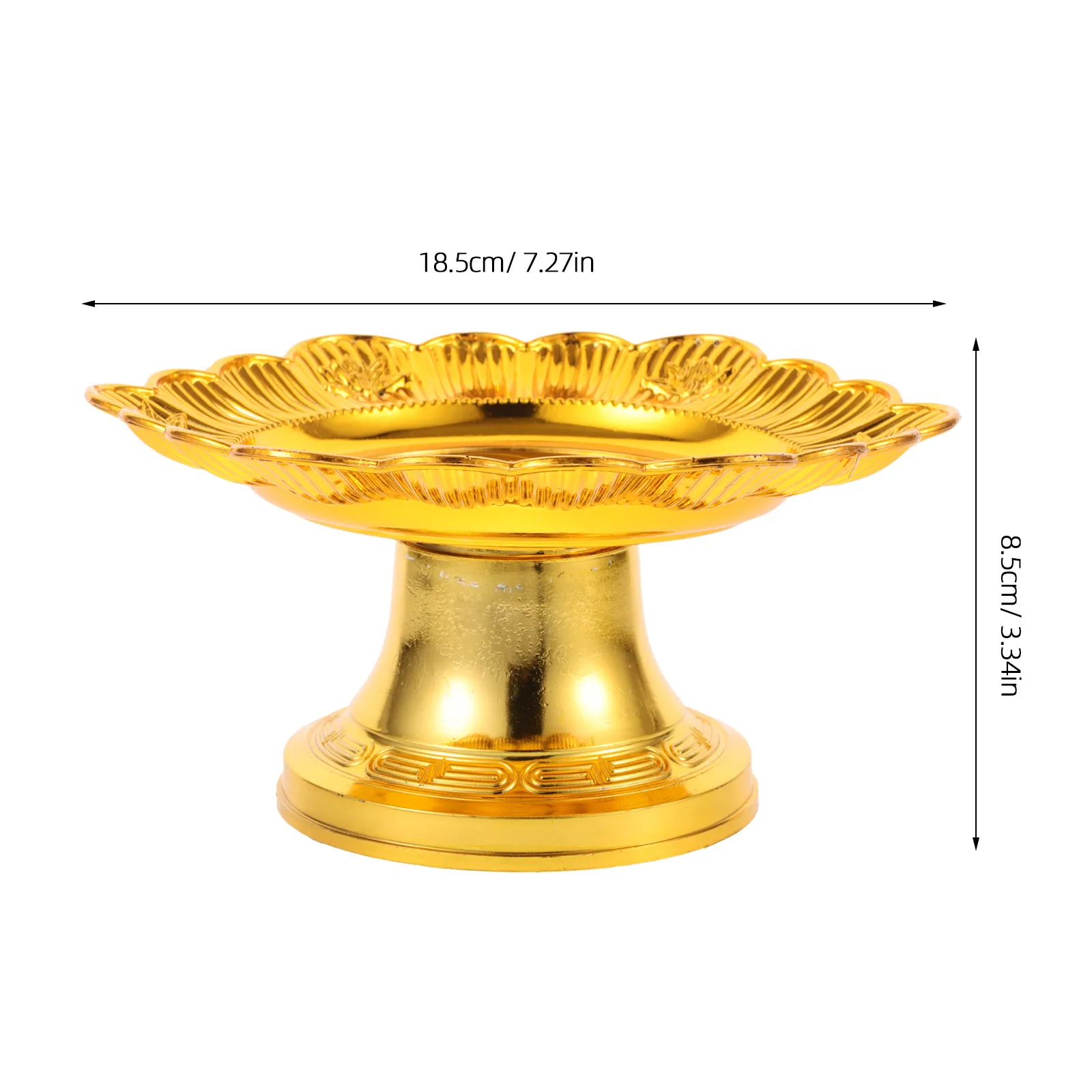 Vintage Golden Lotus Offering Plate 7Inch 18Cm Buddhist Fruit Bowl Altar Ceremony Decorative Tray Lotus Flower Bowl - view 3