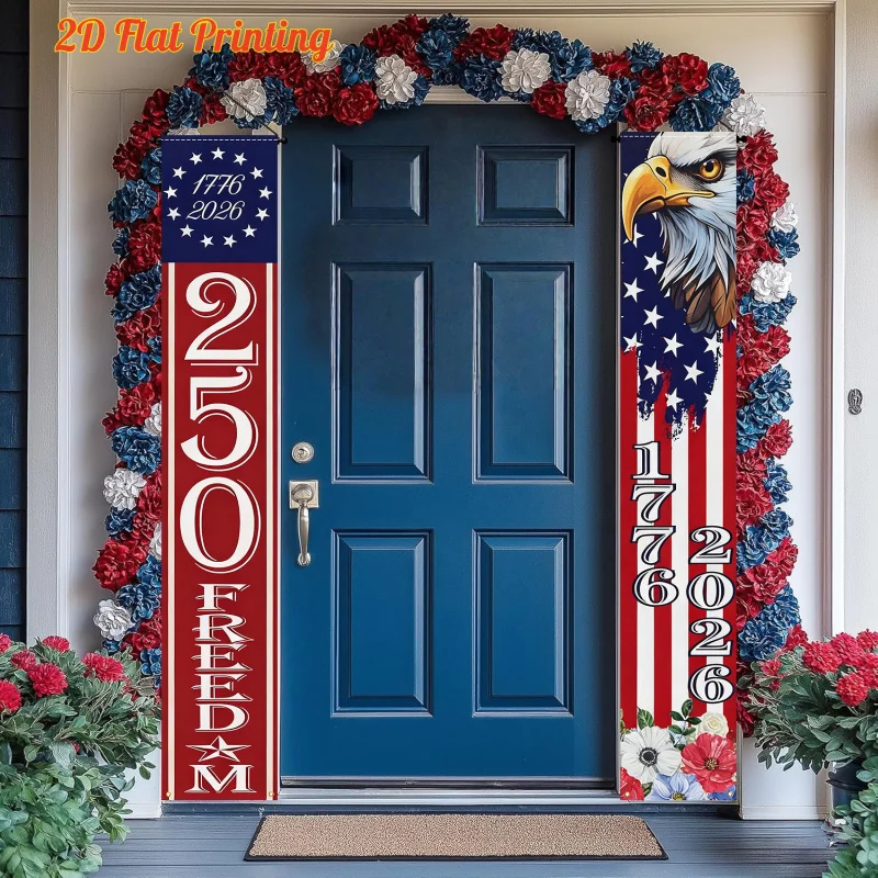 1 pair, 2D flat, celebrating the 250th anniversary of the United States from 1776 to 2026, patriotic party and home decor, wsj