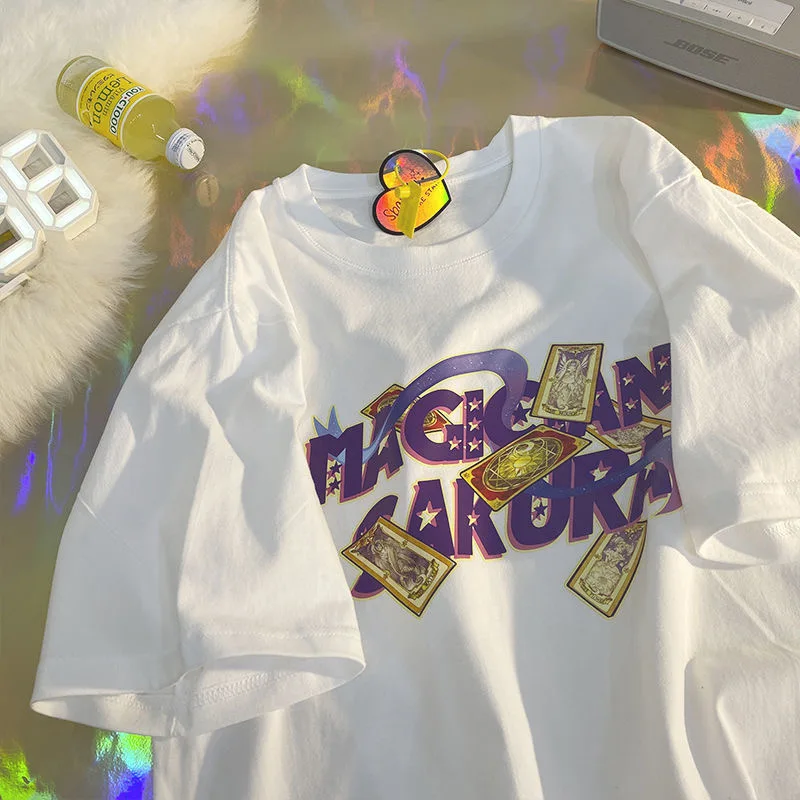 تي شيرت نسائي كلاسيكي مطبوع عليه حروف مطبوع عليه رسوم كرتونية تي شيرت صيفي غير رسمي فضفاض بأكمام قصيرة تي شيرت علوي ضخم