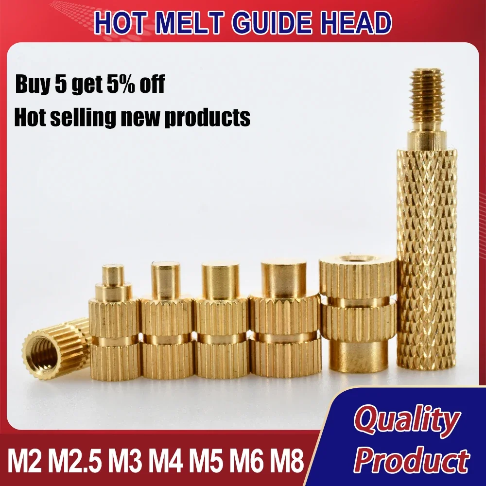 Brass Heating Soldering Iron Tip Tool Insert Nut M2 M2.5 M3 M4 M5 M6 M8  for Plastic 3d Printing Holt Melt Nut Implant Connector