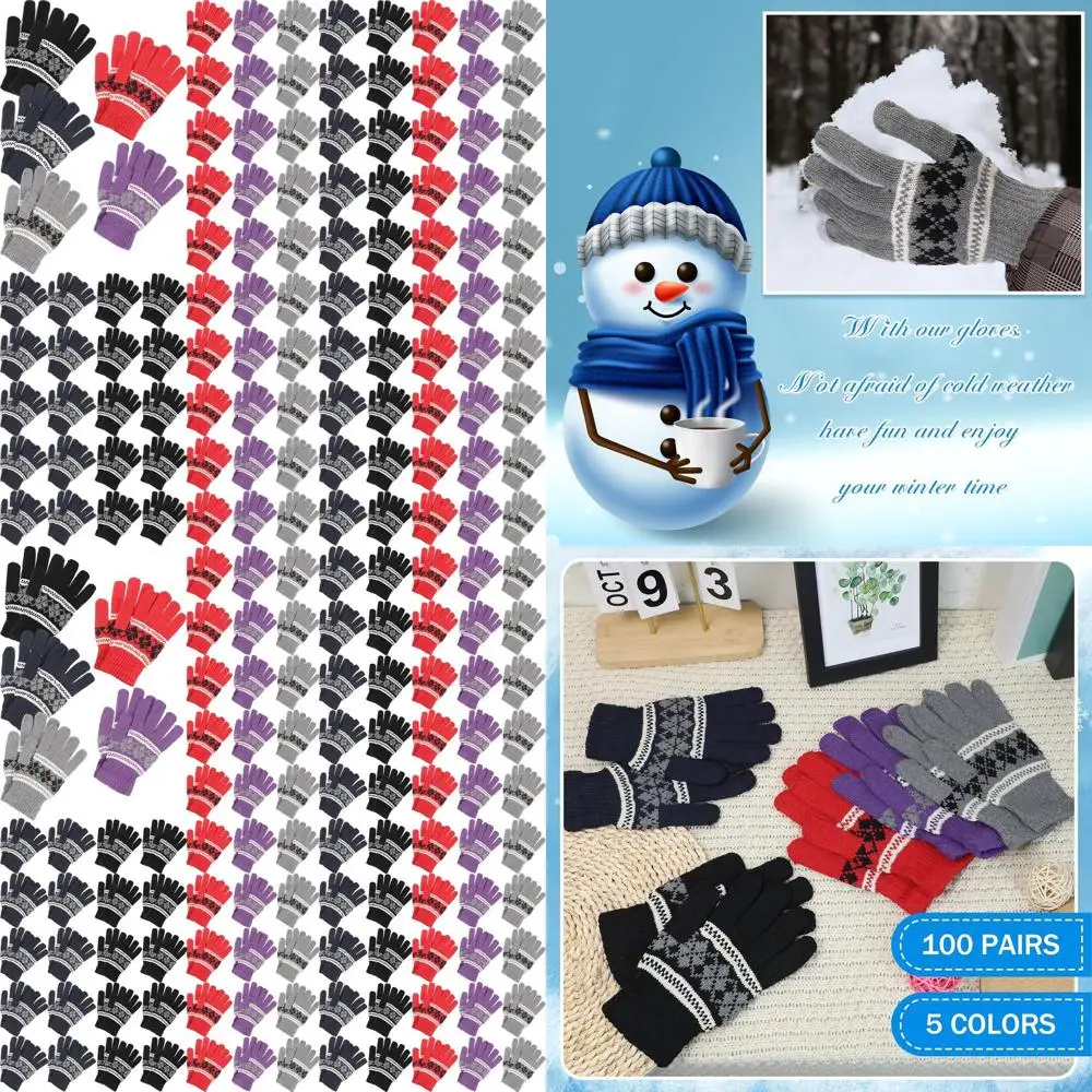 

Handepo Winter Gloves Bulk Unisex Winter Knitted Warm Gloves for Men Women Homeless People, Gift for Christmas
