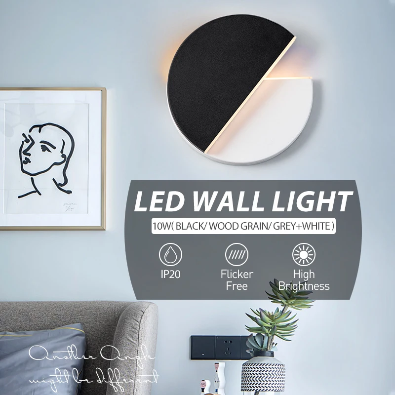 NEW LED Wall Lamp Rotatable Adjustable Angle 10W Aluminum Indoor Wall Lights Modern Nordic Sconce Lamps For Living Room 85-265V