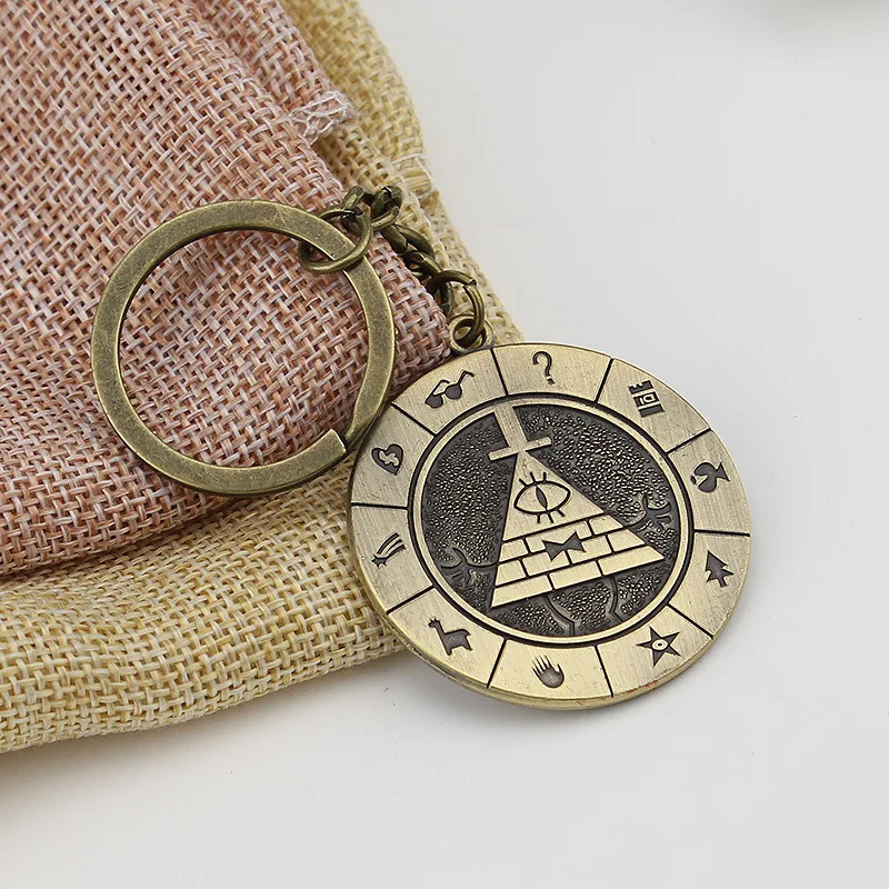 Anime Gravity Falls Cipher Keyring Mysterious Town Stanley Pines Dipper Mabel Zodiac Journal Metal Enamel Keychain Key Toys