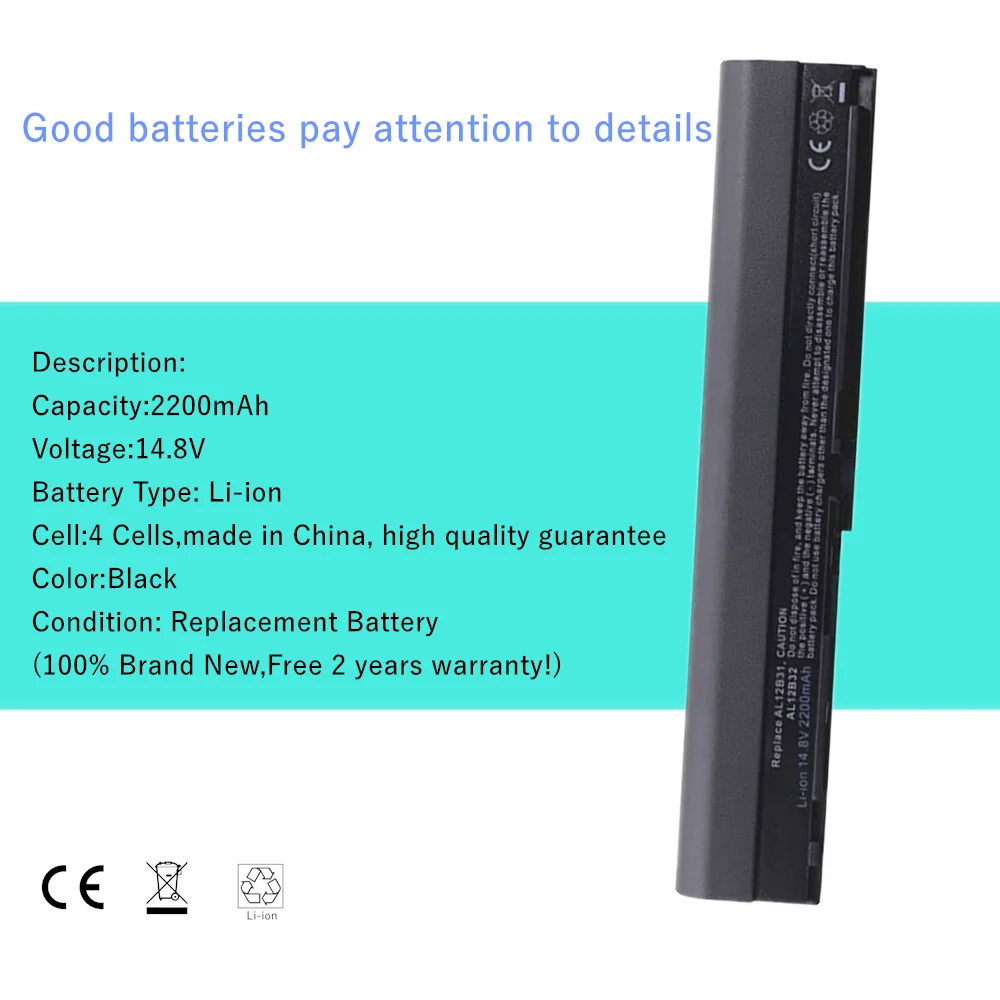 Laptop battery for Acer Aspire One 756 V5-171 725 AL12B32 AL12X32 AL12A31 AL12B31 for TravelMate B113 B113M