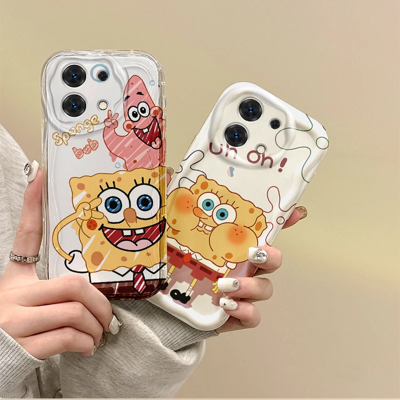 Cartoon S-SpongeBob Phone Case for Redmi Note 13 12 11 Pro Plus 12 11 10 9 Pro 12C 10A K70 Ultra Silicone Transparent Soft Cover