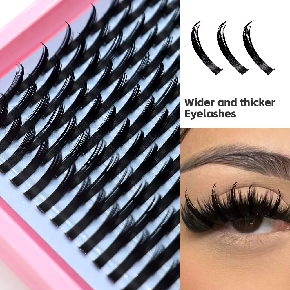 200개입 풍성한 검정색 인조 속눈썹 두꺼운 요정 스타일 아이 메이크업 도구 일상용 만화 무대용 어두운 속눈썹 연장에 적합
