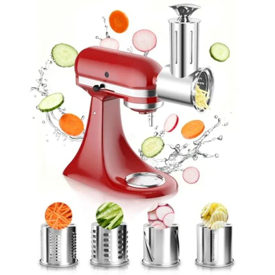 

Latest Large Stainless Steel Slicer Shredder Attachment for KitchenAid Stand MixersDishwasher Safe Vegetable Cheese Grater for