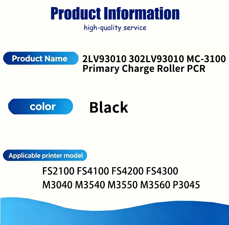 MC-3100 302LV93010 Primary Charge Roller PCR Compatible for Kyocera FS2100 FS4100 FS4200 FS4300 M3040 M3540 M3550 M3560 P3045
