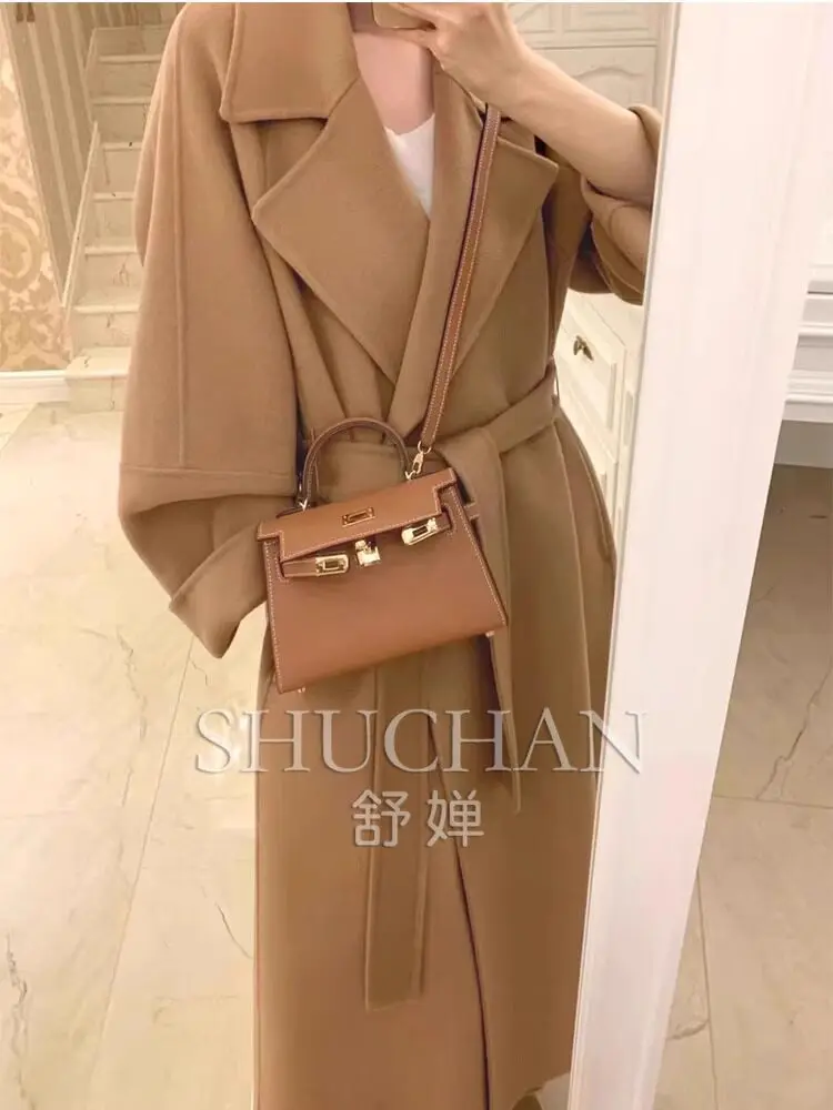 Coat 2026 new autumn winter premium red double-sided wool cashmere coat women's autumn and winter new small woolen woolen c