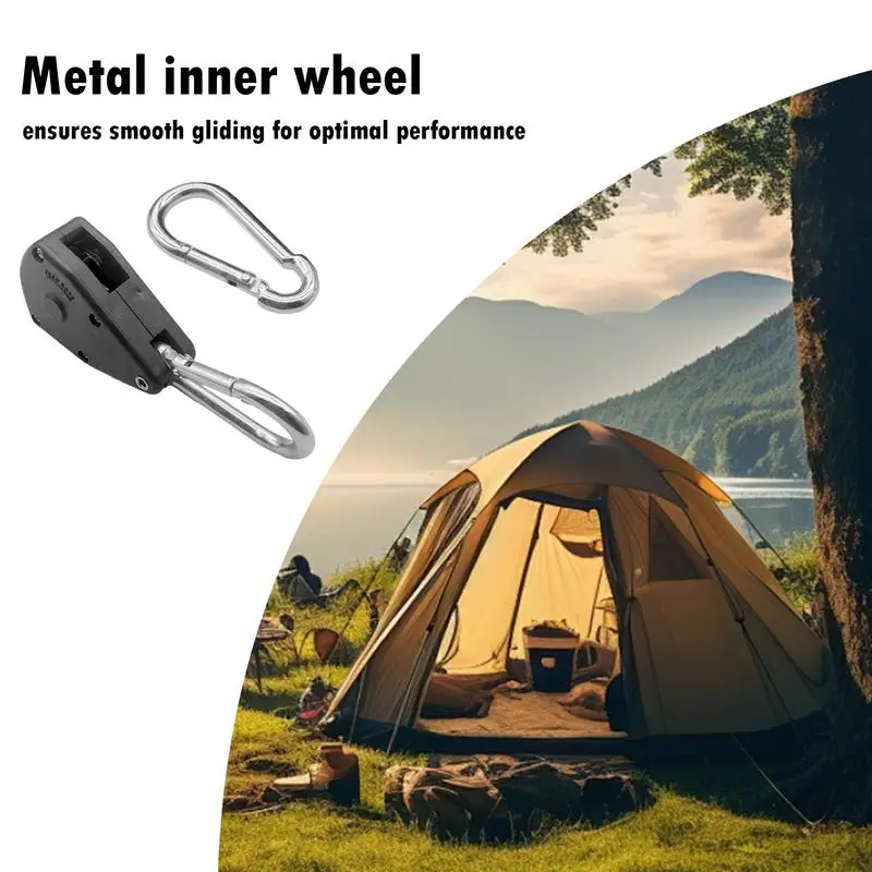 Tent Guyline Tensioners 1/8 Inch Outdoor Camping Rope Tensioner Tightener Secure Fixing Rope Cord Locks Carabiner Clip Attached