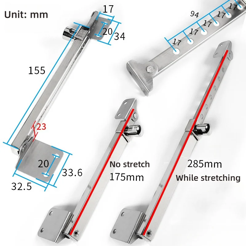 1pc Telescopic Window Limiter Stainless Steel Angle Controller Security Gusset Fixed Sliding Support,Door and Window Accessories