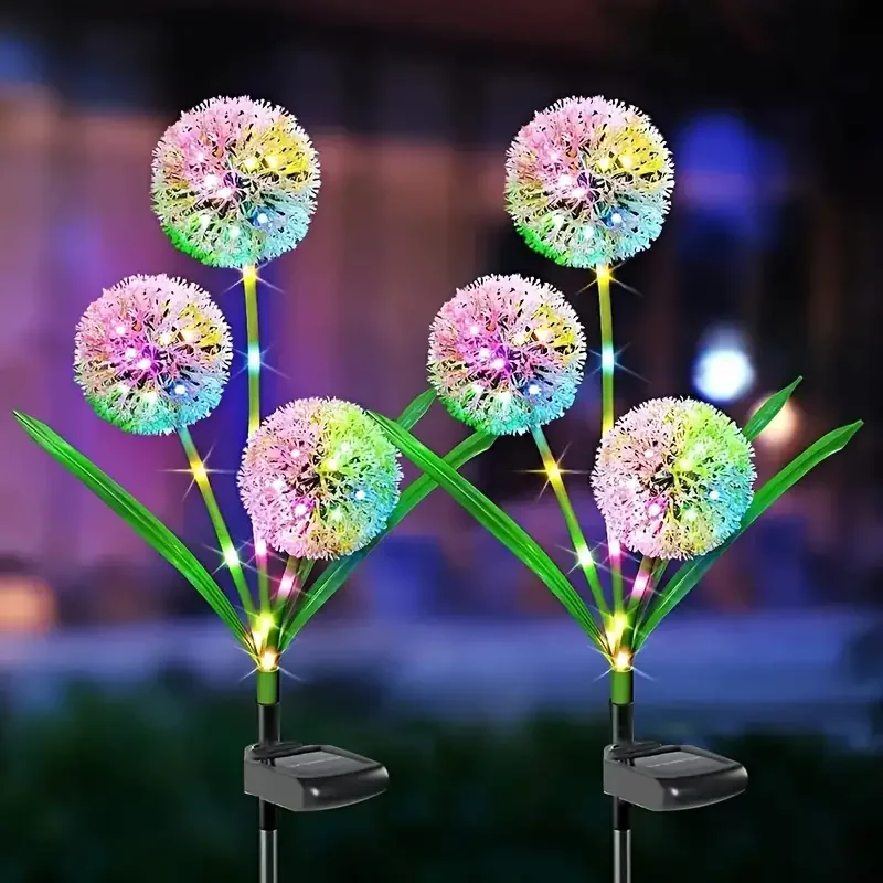 2025 Solarflare Solar-Powered LED Dandelion Lights Plastic Stake Garden Decor Lamp Waterproof Outdoor Floral Ambiance Lighting