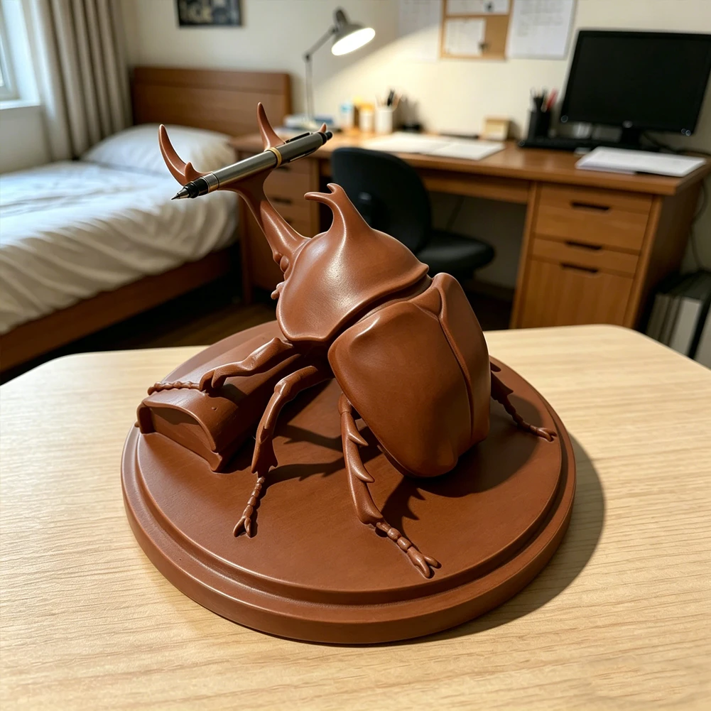 Creative Beetle Pen Holder Base Desk Stationery Organizer Stand Office Brush Marker Tray Pencil Rack School Ornament Decoration