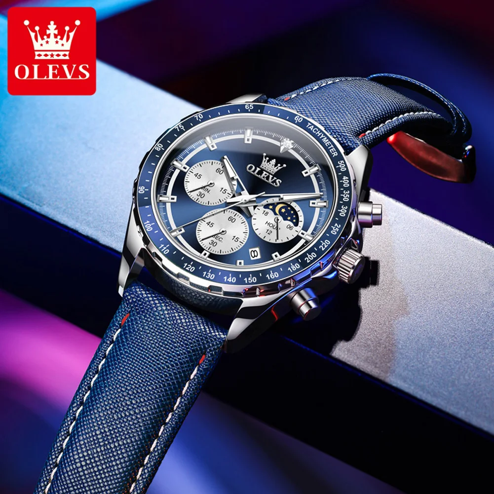 OLEVS 2945 Watches For Man Top Brand Young Fashion Original Quartz Wristwatch Waterproof Leather Starp Luminous Reloj Hombre 