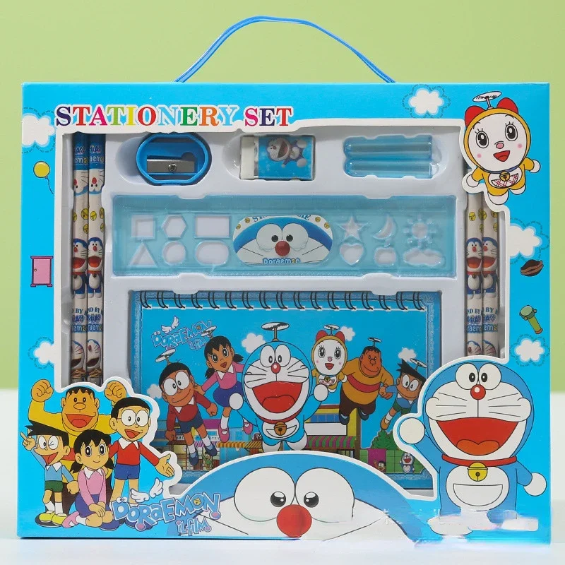 Anime Doraemon Stationery Set Primary School Children Learning Gift Box Opening Birthday Gift Eraser Notebook Student Supplies